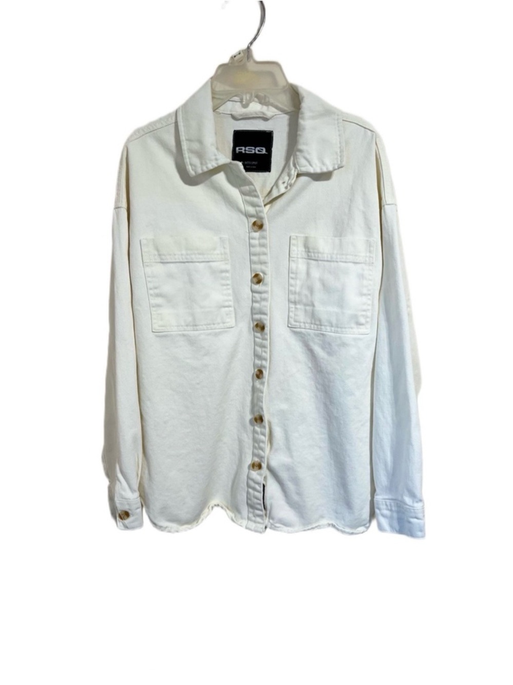 RSQ White Button-Up Oversized Shirt Jacket